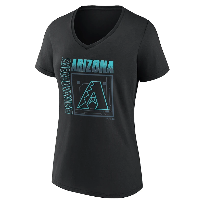 Women's Black Arizona Diamondbacks Home Field Pop Personalized Name & Number V-Neck T-Shirt
