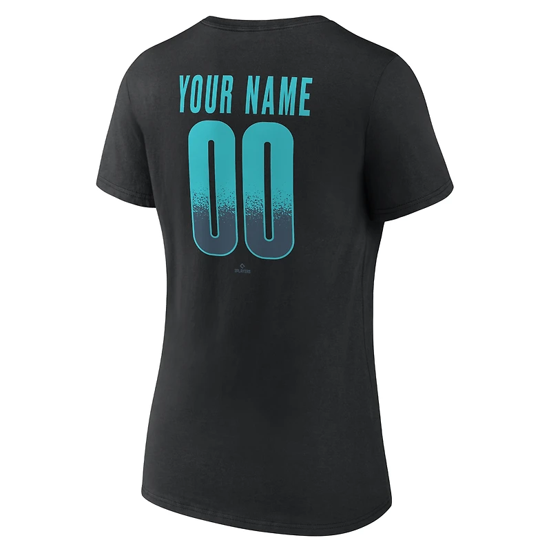 T-shirt noir pour femme Arizona Diamondbacks Home Field Pop personnalisé avec nom et numéro, col en V