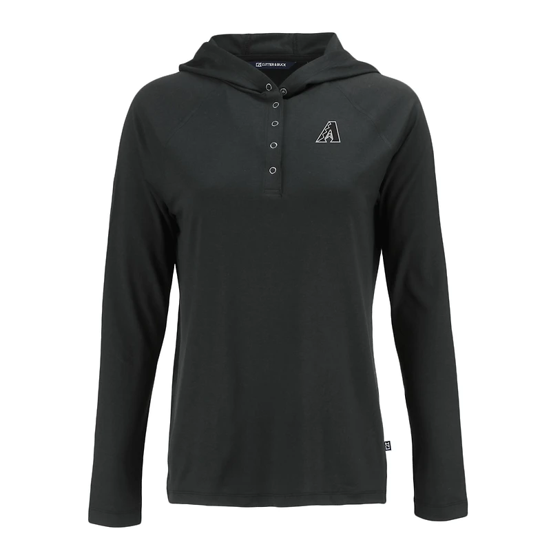 Women's Cutter & Buck Black Arizona Diamondbacks Coastline Epic Comfort Eco Recycled Raglan Long Sleeve Hoodie T-Shirt