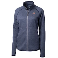 Veste en tricot à fermeture éclair intégrale pour femme, modèle Cutter & Buck Heather Navy, avec logo Americana des Diamondbacks de l'Arizona