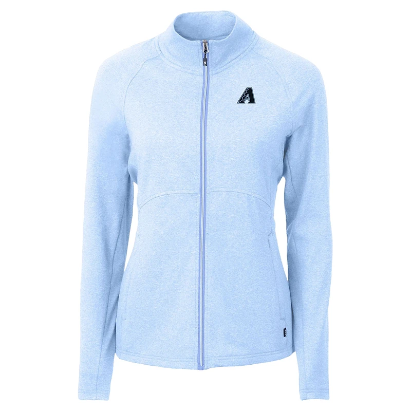 Veste zippée intégrale recyclée en tricot écologique Raglan Adapt des Diamondbacks de l'Arizona pour femme, Cutter & Buck Heather bleu poudre
