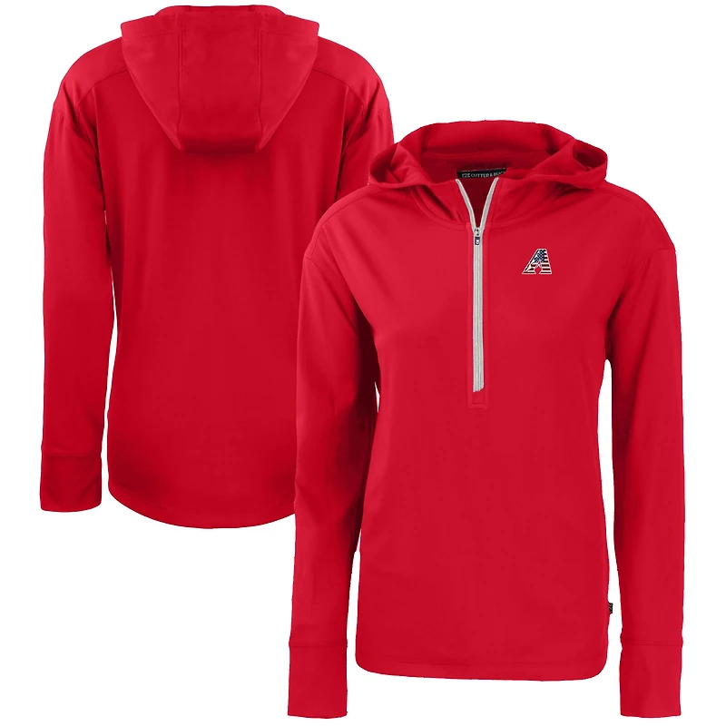 Sweat à capuche demi-zip écologique recyclé Daybreak des Diamondbacks de l'Arizona pour femme, Cutter & Buck, rouge