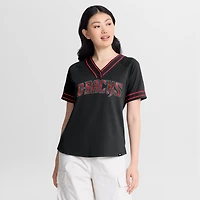 T-shirt raglan à col en V Fanatics noir pour femmes, Arizona Diamondbacks Diva Race Ahead