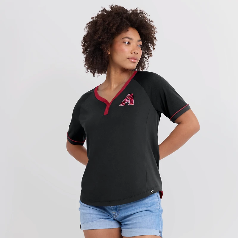 Women's Fanatics Black Arizona Diamondbacks League Diva Star Raglan V-Neck T-Shirt