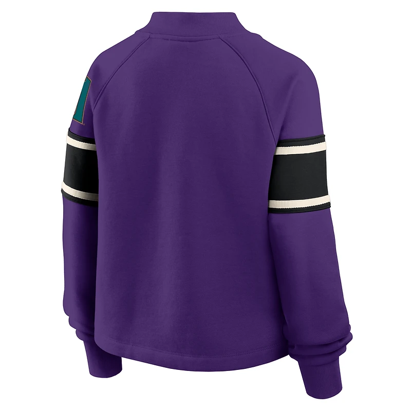Sweat-shirt surdimensionné violet Fanatics pour femme, motif raglan des Diamondbacks de l'Arizona