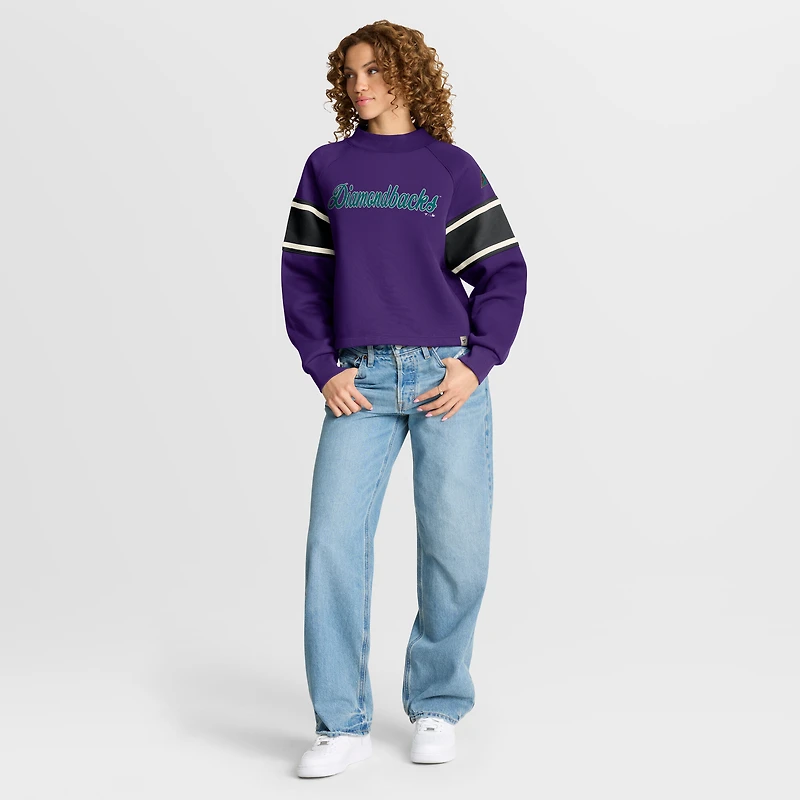 Women's Fanatics Purple Arizona Diamondbacks Oversized Toss Sweep Raglan Pullover Sweatshirt