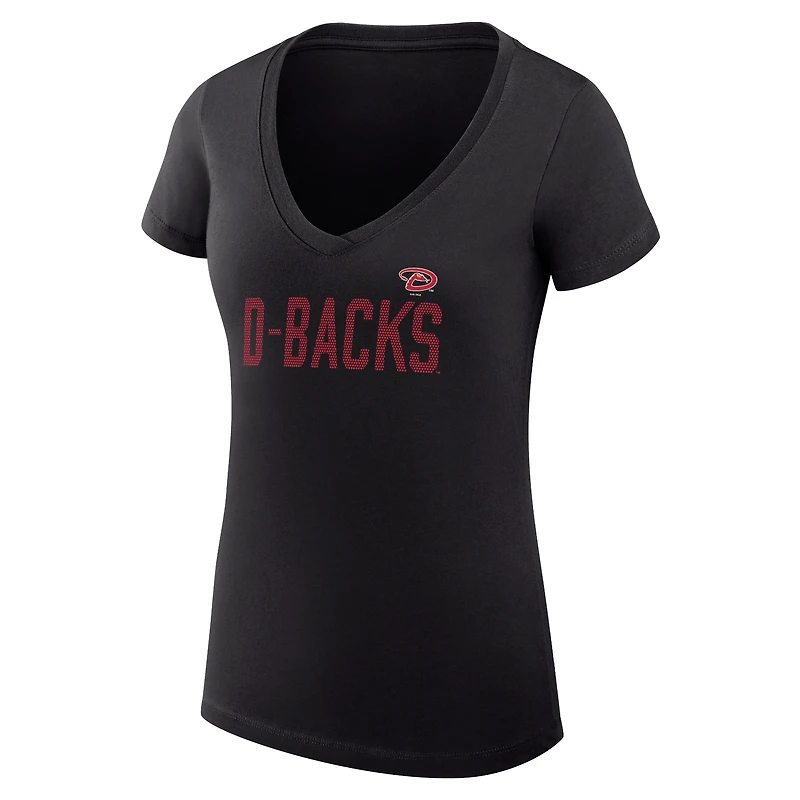 Women's G-III 4Her by Carl Banks Black Arizona Diamondbacks Super-Slim Fit Lightweight Dot Print V-Neck T-Shirt