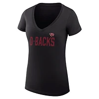 Women's G-III 4Her by Carl Banks Black Arizona Diamondbacks Super-Slim Fit Lightweight Dot Print V-Neck T-Shirt