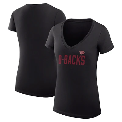 Women's G-III 4Her by Carl Banks Black Arizona Diamondbacks Super-Slim Fit Lightweight Dot Print V-Neck T-Shirt