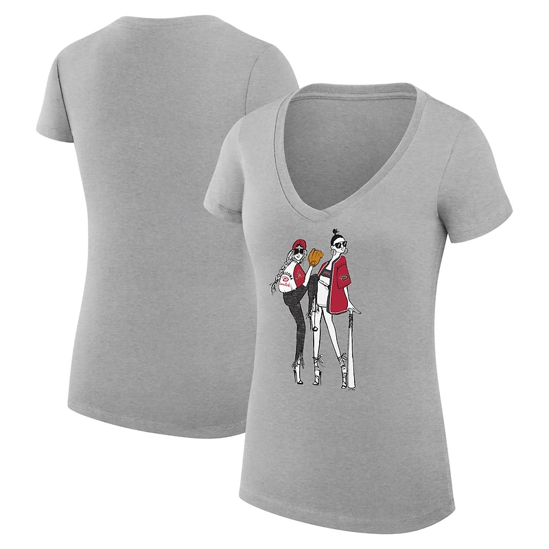 Women's G-III 4Her by Carl Banks Heather Gray Arizona Diamondbacks Super-Slim Fit Lightweight Baseball V-Neck T-Shirt