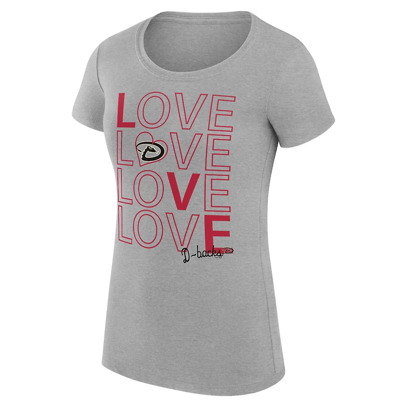 Women's G-III 4Her by Carl Banks Heather Gray Arizona Diamondbacks Super-Slim Fit Lightweight Love Graphic Team T-Shirt