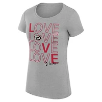 Women's G-III 4Her by Carl Banks Heather Gray Arizona Diamondbacks Super-Slim Fit Lightweight Love Graphic Team T-Shirt