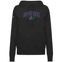 Women's Levelwear Black Arizona Diamondbacks  Adorn Throwback Spellout Pullover Hoodie