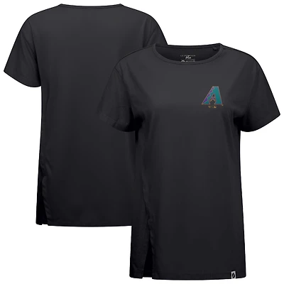 Women's Levelwear Black Arizona Diamondbacks Cooperstown Collection Influx Core Logo T-Shirt