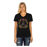 Women's New Era Black Arizona Diamondbacks Día de los Muertos V-Neck T-Shirt