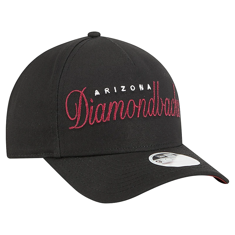 Casquette ajustable New Era noire Arizona Diamondbacks Metallic A-Frame 9FORTY pour femme