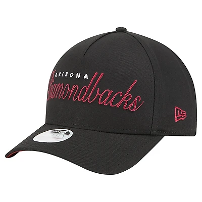 Casquette ajustable New Era noire Arizona Diamondbacks Metallic A-Frame 9FORTY pour femme