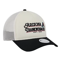 Women's New Era Light Beige/Black Arizona Diamondbacks Retro 9FORTY M-Crown A-Frame Trucker Adjustable Hat