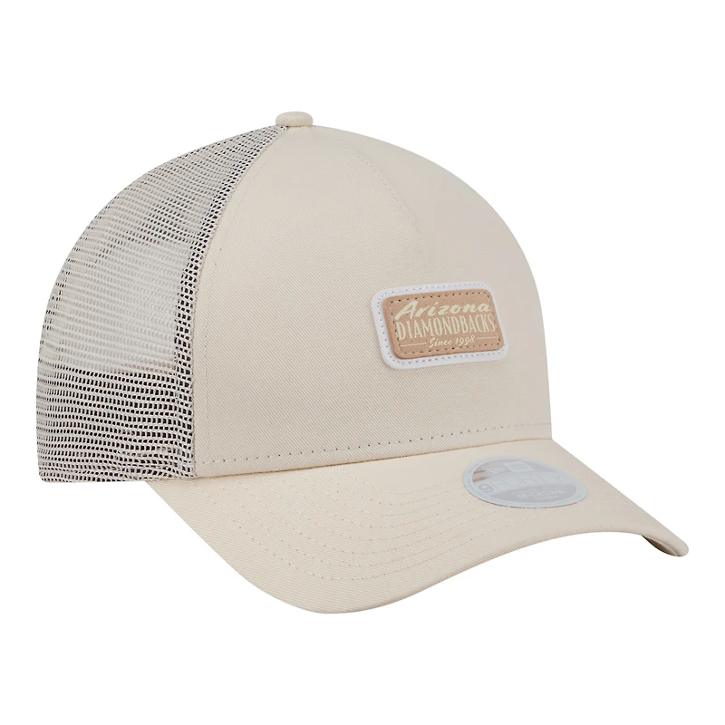 Women's New Era Light Beige Arizona Diamondbacks Tonal Patch 9FORTY M-Crown A-Frame Trucker Adjustable Hat