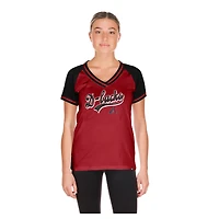 T-shirt à col en V rouge New Era pour femmes, Arizona Diamondbacks, jour de match