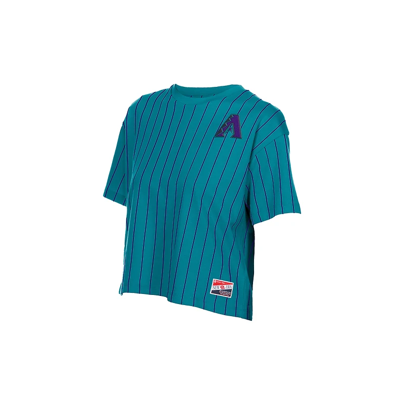 T-shirt New Era pour femme, couleur turquoise, Arizona Diamondbacks City Connect Throwback Meshback à rayures, coupe carrée
