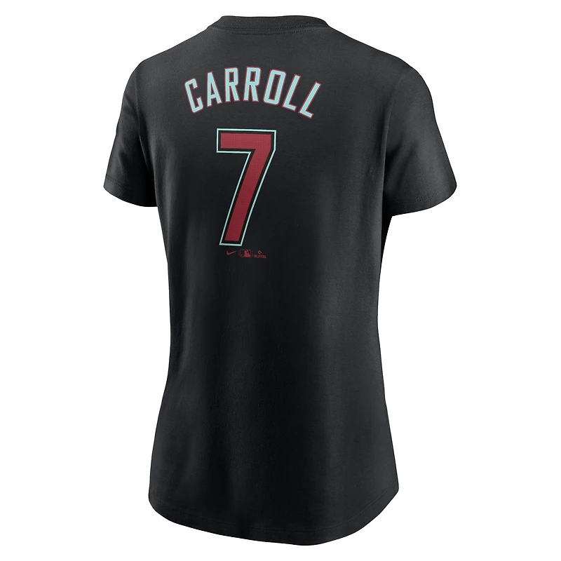 T-shirt Nike Corbin Carroll pour femme, noir, Arizona Diamondbacks 2024 Fuse Name & Number