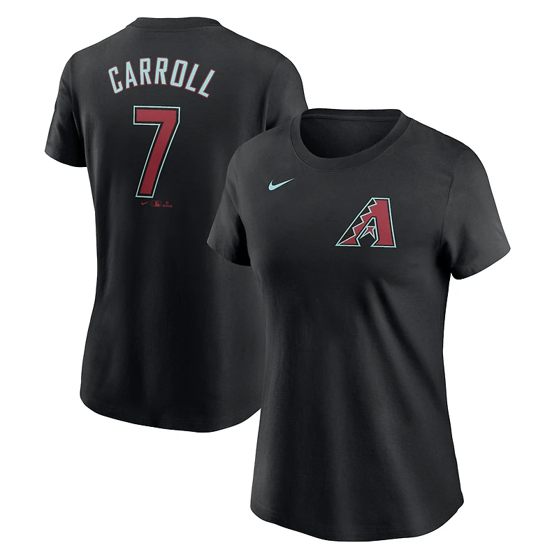 T-shirt Nike Corbin Carroll pour femme, noir, Arizona Diamondbacks 2024 Fuse Name & Number