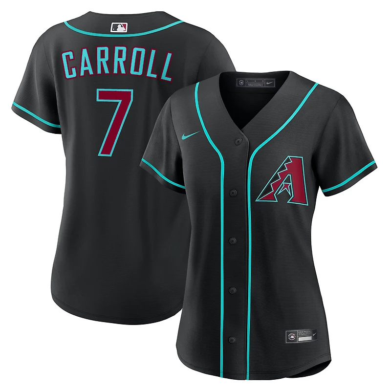 Maillot Nike Corbin Carroll noir pour femme, réplique alternative des Diamondbacks de l'Arizona