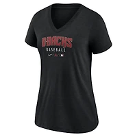 Women's Nike Heather Black Arizona Diamondbacks Authentic Collection Tri-Blend V-Neck T-Shirt