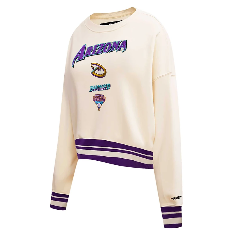 Sweat-shirt en polaire classique rétro Pro Standard crème pour femmes des Diamondbacks de l'Arizona