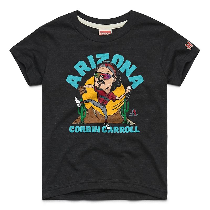 Youth Homage Corbin Carroll Charcoal Arizona Diamondbacks Caricature Tri-Blend T-Shirt