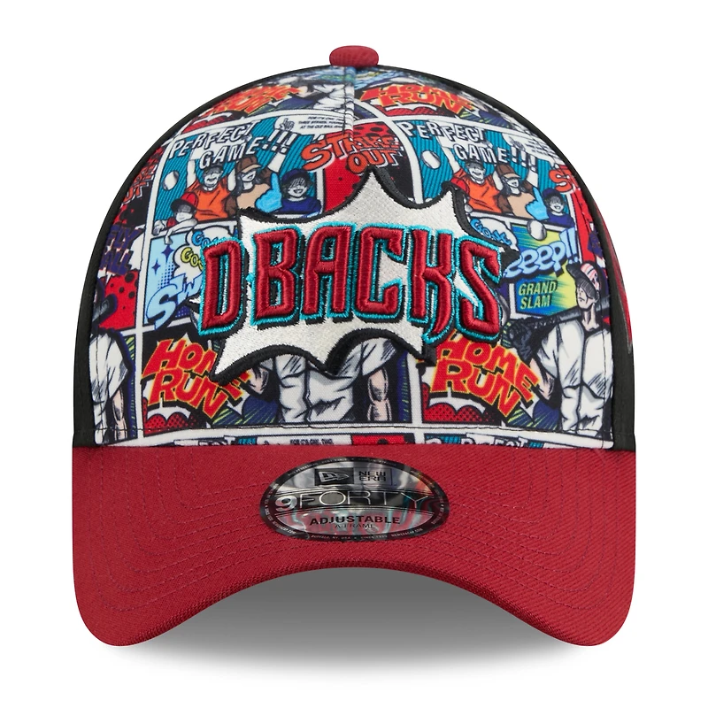 Casquette ajustable New Era 9FORTY noire/rouge pour jeunes Arizona Diamondbacks 2025 MLB Players' Weekend