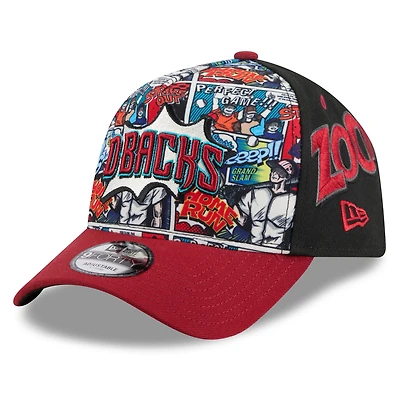 Casquette ajustable New Era 9FORTY noire/rouge pour jeunes Arizona Diamondbacks 2025 MLB Players' Weekend