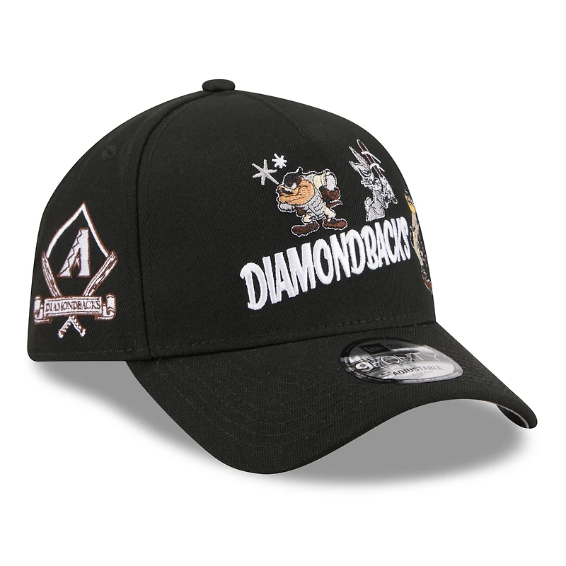 Casquette ajustable New Era Arizona Diamondbacks Looney Tunes A-Frame 9FORTY noire pour jeunes