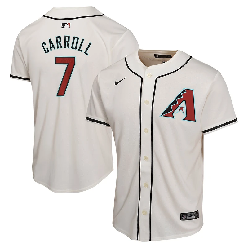 Maillot de joueur match à domicile Nike Corbin Carroll pour jeunes des Diamondbacks l'Arizona, blanc