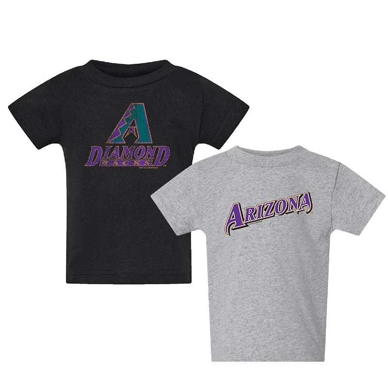 Youth Soft as a Grape Black/Heather Gray Arizona Diamondbacks Cooperstown 2-Pack T-Shirt Set