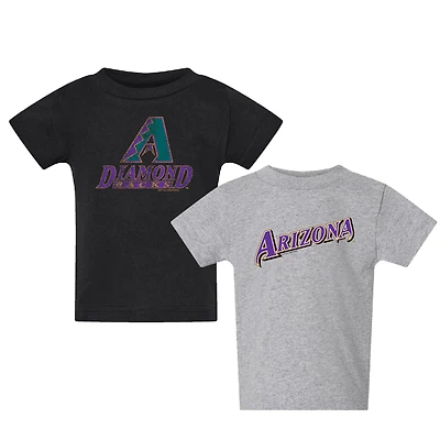 Youth Soft as a Grape Black/Heather Gray Arizona Diamondbacks Cooperstown 2-Pack T-Shirt Set