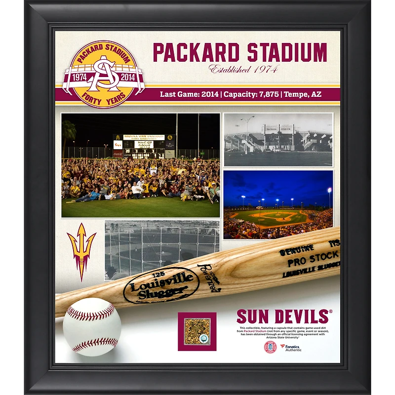 Collage de baseball encadré Arizona State Sun Devils 15" x 17" avec saleté utilisée par le jeu du stade Packard