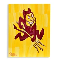 Arizona State Sun Devils - Toile tendue 40,6 x 50,8 cm (16 x 20 pouces) - Œuvre originale de Charlie Turano III - Édition limitée n° 1/1 - Sparky