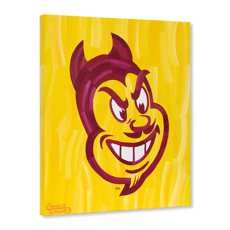 Arizona State Sun Devils Stretched 20" x 24" Original Canvas Artwork - Art by Charlie Turano III - Limited Edition #1/1 - Sparky Head