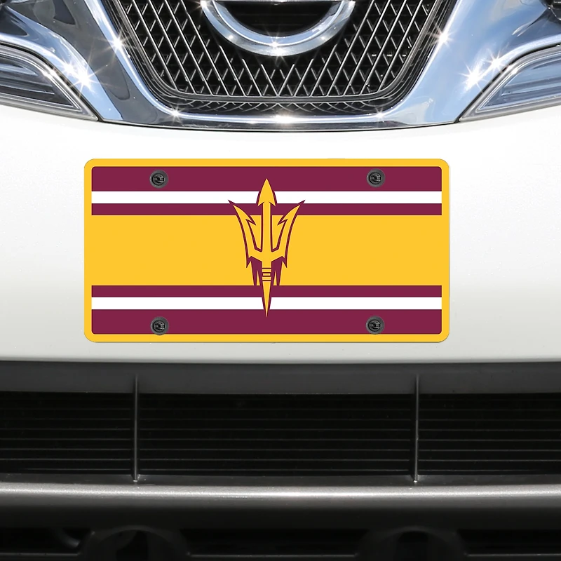 Plaque d'immatriculation Arizona State Sun Devils Super Stripe acrylique découpée au laser
