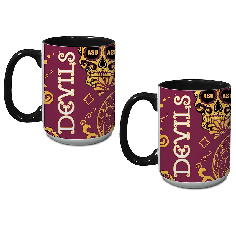 Lot de deux tasses à café Arizona State Sun Devils « Dia De Los Muertos »