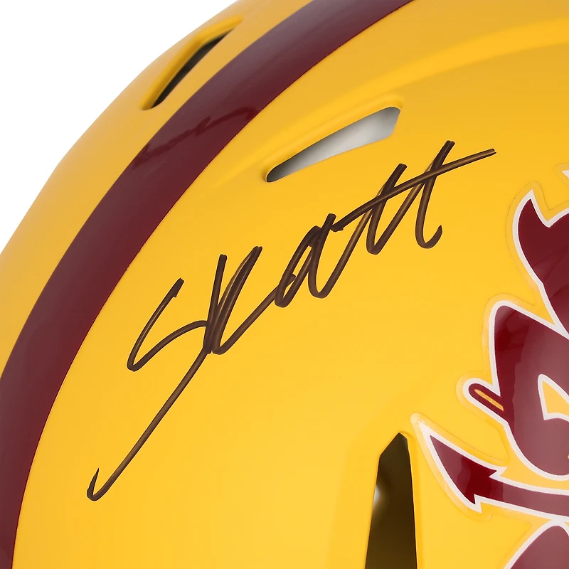Casque authentique Sparky Riddell Speed ​​autographié par Cam Skattebo, joueur des Arizona State Sun Devils, avec les inscriptions « 24 Big XII Champs » et « Fork 'em Devils »