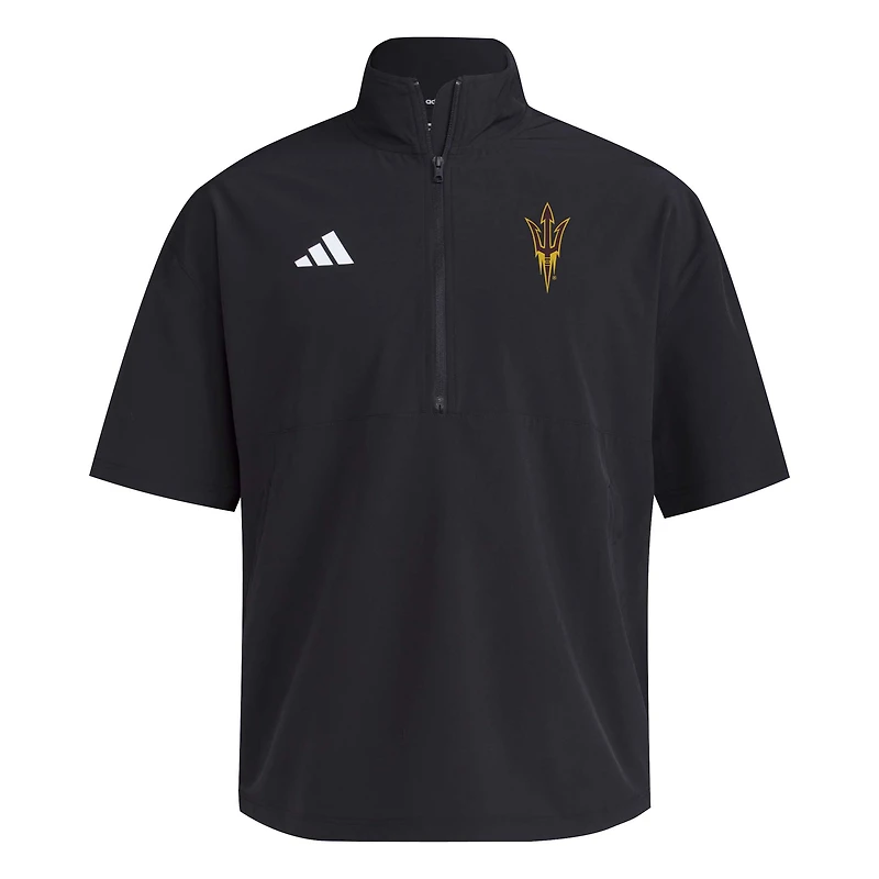 Veste d'entraînement à manches courtes et demi-zip adidas noire pour homme Arizona State Sun Devils 2024