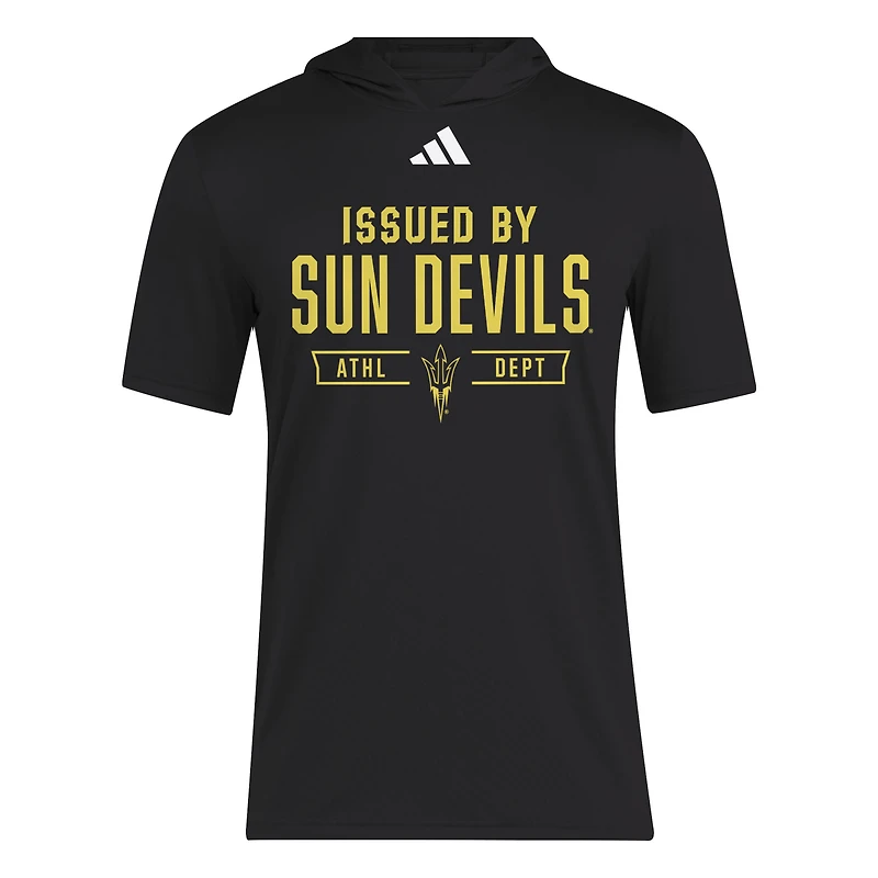T-shirt d'entraînement à capuche noir adidas Arizona State Sun Devils 2025 AREOREADY pour homme