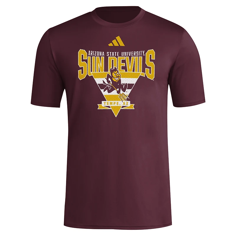 Men's adidas Maroon Arizona State Sun Devils 2024 Locker Trilateral Pre-Game T-Shirt