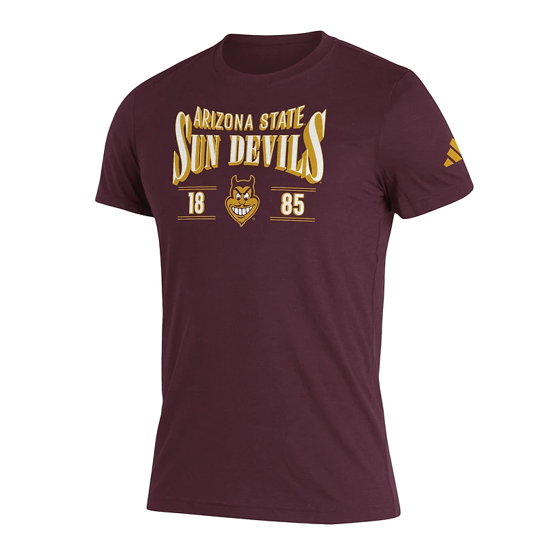 T-shirt à trois mélanges adidas Arizona State Sun Devils Along The Shadow bordeaux pour homme