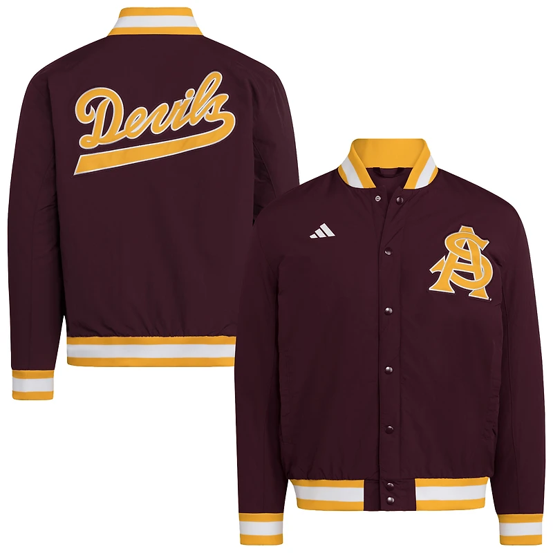 Veste d'entraîneur adidas bordeaux pour homme, modèle Sun Devils de l'Arizona State.