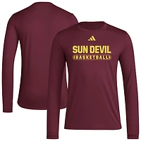 Men's adidas Maroon Arizona State Sun Devils On-Court Pregame Long Sleeve T-Shirt