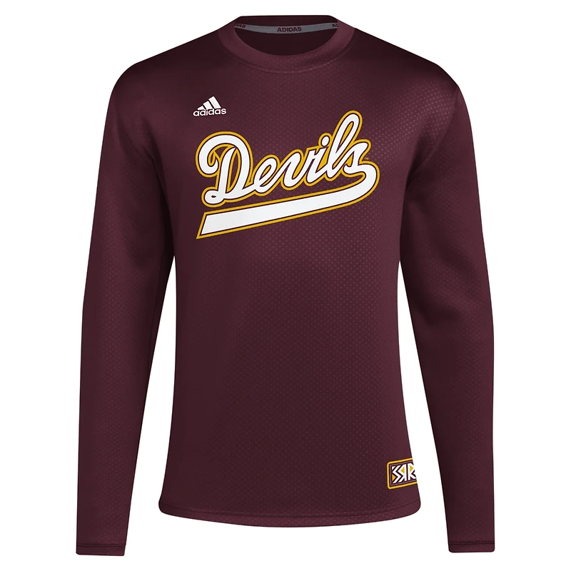 Sweat-shirt à enfiler adidas Maroon Arizona State Sun Devils Reverse Retro Baseball Script pour hommes